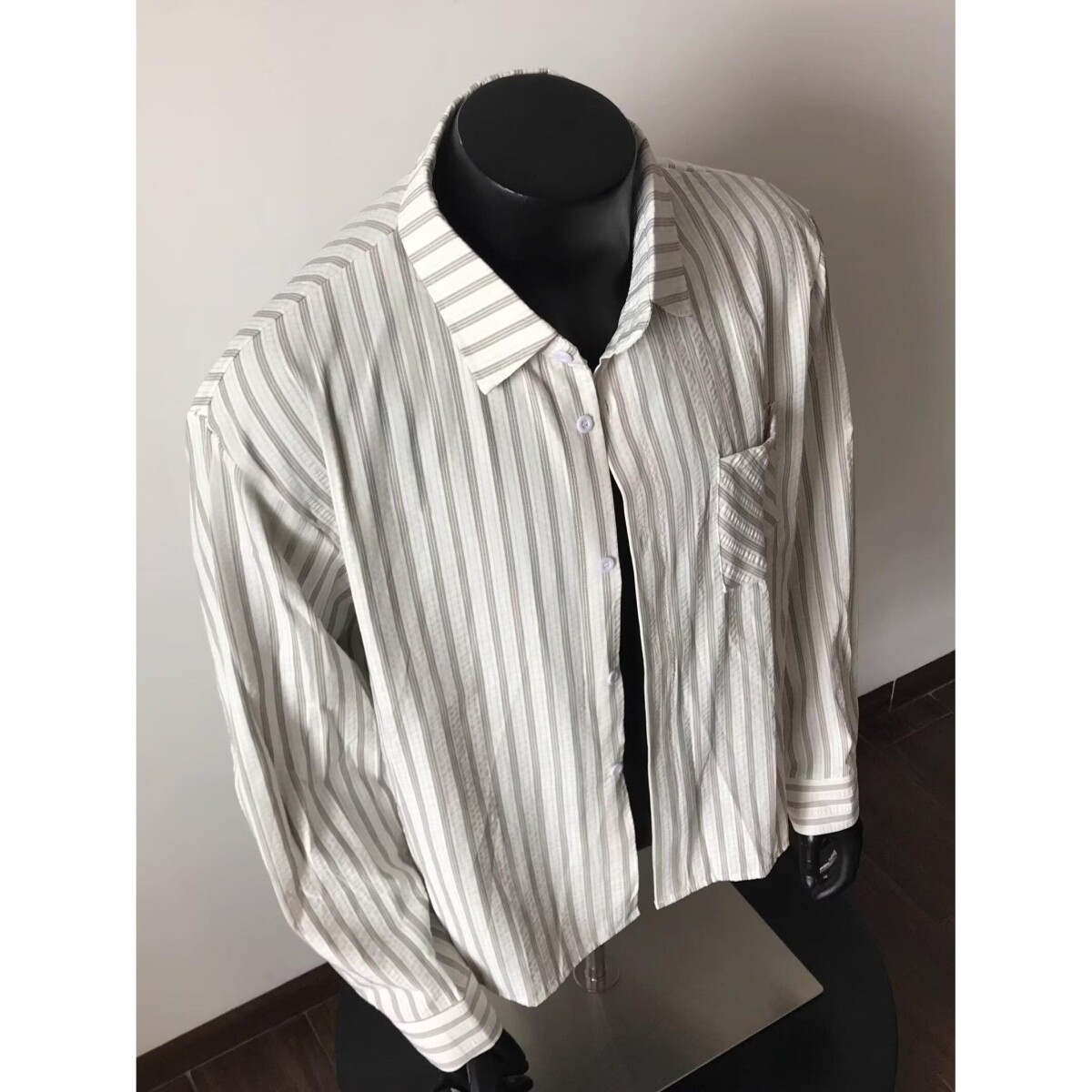 港风条纹泡泡纱衬衫男款秋季高级感长袖衬衫cleanfit痞帅休闲外套