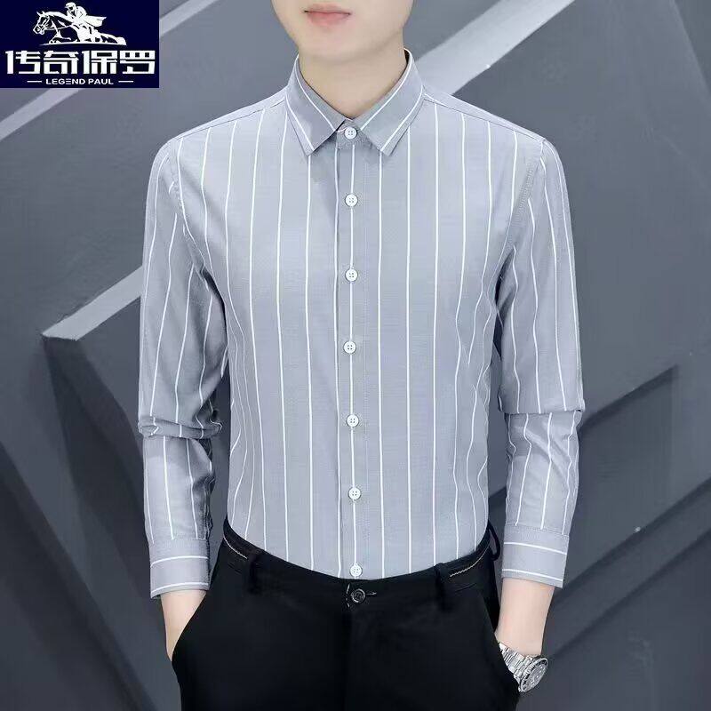 男款衬衫春季宽松小众设计感上衣男生潮流百搭休闲外套条纹长袖潮