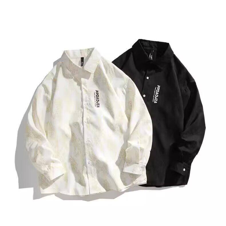 男款衬衫春季宽松小众设计感上衣男生潮流百搭休闲长袖翻领外套潮