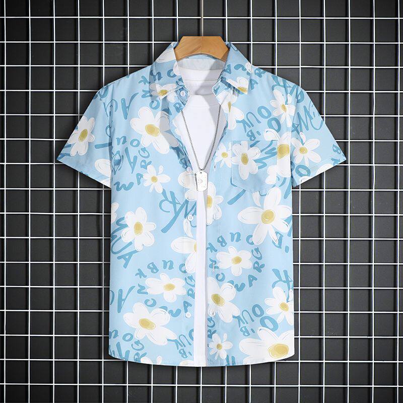 沙滩套装男款三亚风短袖花衬衫男冰丝速干可下水泰国旅游穿搭泳裤