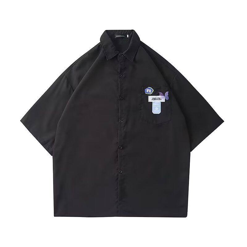 NIOLADE白衬衫男款夏天冰丝休闲宽松高级感痞帅青少年短袖薄外套