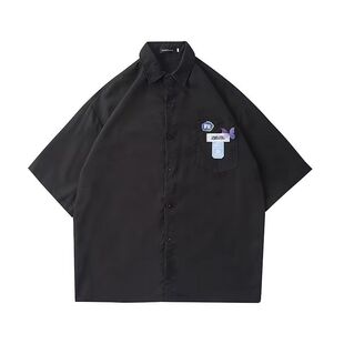 NIOLADE白衬衫男款夏天冰丝休闲宽松高级感痞帅青少年短袖薄外套