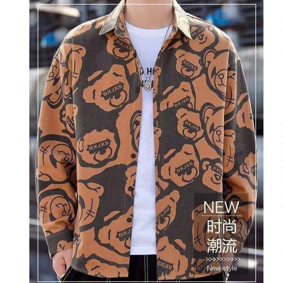 男款衬衫春季宽松小众设计感上衣男生潮流百搭休闲外套长袖翻领潮