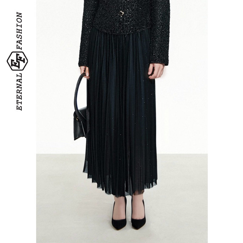 EF【商场同款】高级感时尚高腰A字裙2025冬季新款百搭气质半身裙