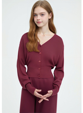 EF百搭休闲简约显瘦针织衫2025冬季新款设计感纽扣长袖毛衫女装