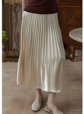 EF法式温柔风休闲简约A字中长裙2025夏季新款百搭气质半身裙