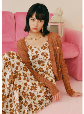 EF复古百搭气质长袖针织衫2025冬季新款纽扣设计单排扣显瘦开衫