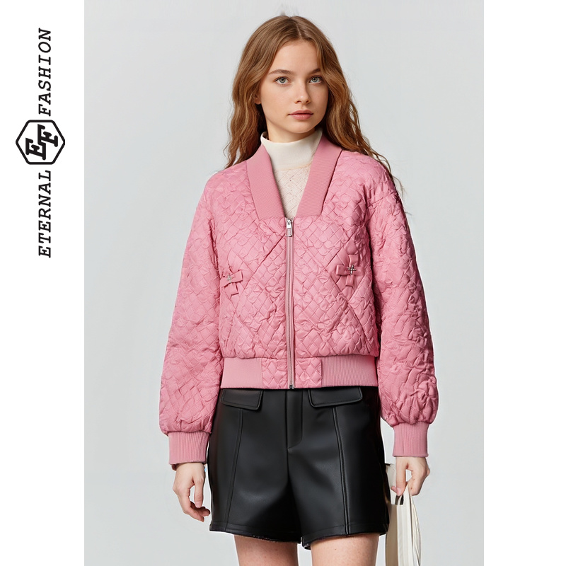 EF【90%白鸭绒】2025年新款冬季羽绒服女短款棒球领保暖外套