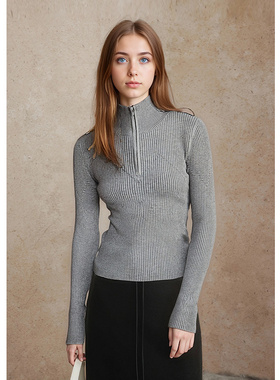 EF小众设计感简约高领气质针织套衫2025冬季新款长袖显瘦毛衫女