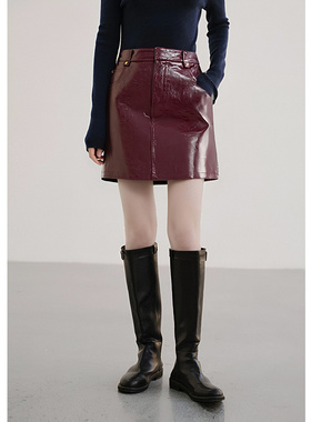 EF复古时尚高腰显瘦A字裙2025冬季新款个性包臀裙复古半身裙女