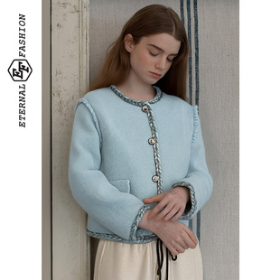 EF【商场同款】温柔风时尚气质短款外套2025冬季新款双面呢大衣女