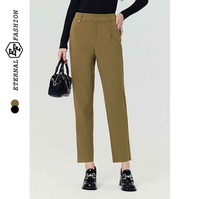 EF直筒西装裤女通勤职业年秋冬季新款小个子烟管裤休闲长裤