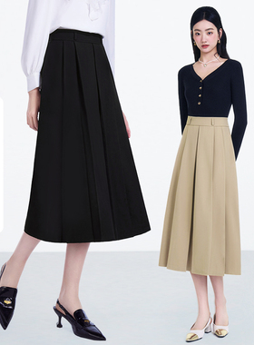 EF高级感通勤半身裙气质百搭高腰显瘦百褶裙半裙