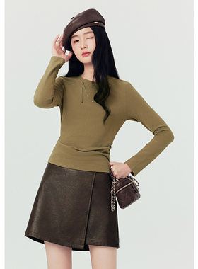 EF德绒打底衫女秋冬长袖纯色t恤新款修身显瘦内搭可外穿上衣