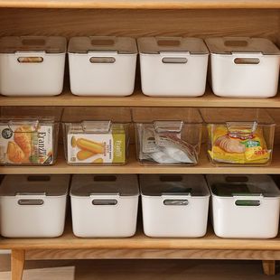 桌面带盖收纳盒防尘零食玩具储物筐透明化妆品杂物整理收纳筐 日式