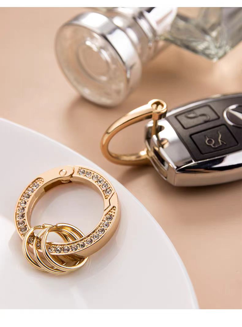 创意镶钻开口圈钥匙扣个性DIY配件锁匙圈环简约男女车钥匙马蹄扣