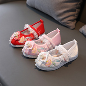 儿童布鞋 中国风宝宝公主鞋 学生古装 汉服女童老北京绣花鞋 表演出鞋