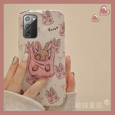 适用三星note20ultra手机壳note10十新款20ultra可爱9兔子a54带支架的a70小众a71硅胶a53防摔a51新款a8s全包8
