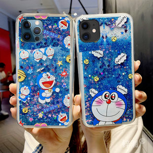 流沙哆啦A梦适用于苹果12手机壳iphone11Promax卡通12mini可爱11流动液体12pro叮当猫12promax少女心11Pro女