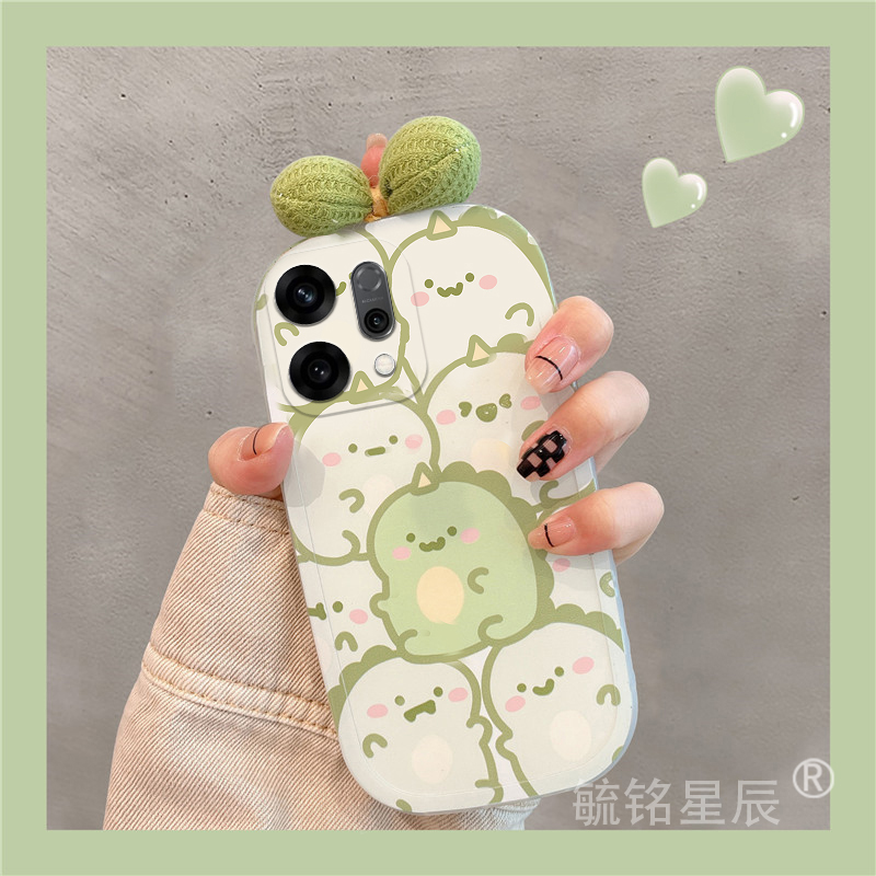 适用reno14手机壳12pro+新款11透明oppor15可爱r11绿色findx8恐龙a3蝴蝶结a55小众diy的k12情侣k9硅胶全包a96