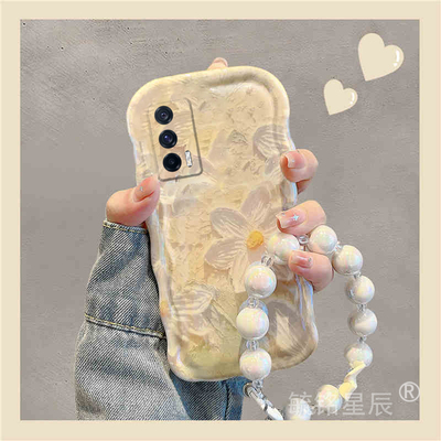 新款简约油画花朵适用vivoiQOONeo5手机壳活力版Neo5S透明Neo5SE硅胶的Neo3带挂绳Neo855竞速版软壳链条防摔