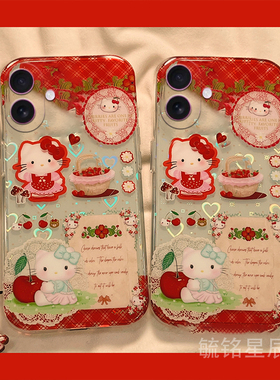 适用苹果16手机壳iphone15promax可爱14plus红色kt猫13mini透明12带挂件的11少女心hellokitty女超好看高级感