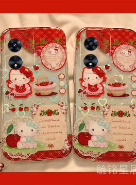 适用oppoa93手机壳a97可爱a93s红色kt猫a96透明a95带挂件a92s少女心hellokitty女a91超好看a83高级感a79全包