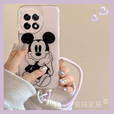 适用一加13手机壳ace5pro/3可爱ace2卡通12米奇3v竞速版2v带挂绳的11米老鼠10pro硅胶9r情侣9rt新款8防摔网红