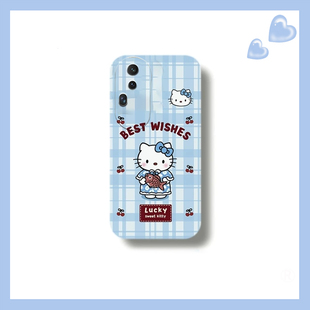适用vivos20pro手机壳s19/s17t新款s18夏日s17e格子KT猫s16带链条的hellokitty女s15高级感s12超火s10网红s9