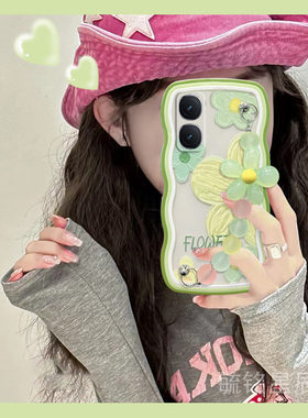 适用iqooz9turbo手机壳iqooz8新款iqooz7x绿色z7i油画z9花朵z10turbopro夏日iqooneo10小清新neo9spro+手腕带