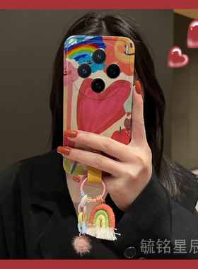 适用vivox200手机壳y300新款x100油画x60涂鸦x21a爱心s19彩虹s12可爱y200i斜挎的y37透明y32硅胶吊坠挂件ins