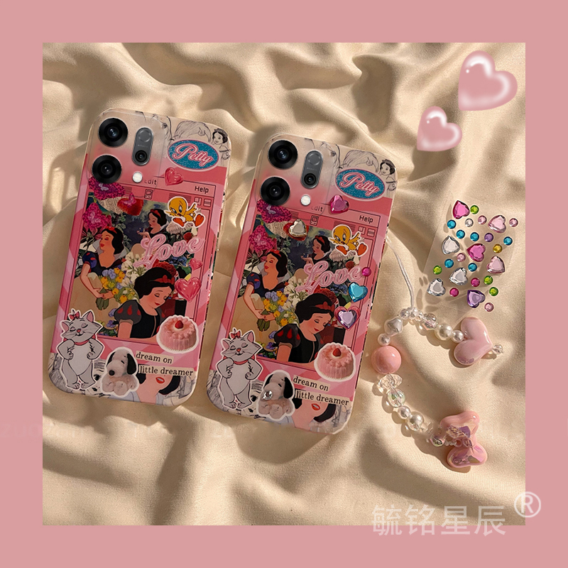 适用reno14手机壳12pro+新款11卡通oppor15公主r11立体diy贴钻findx8透明的a3硅胶a55挂件k12可爱k9少女心ins