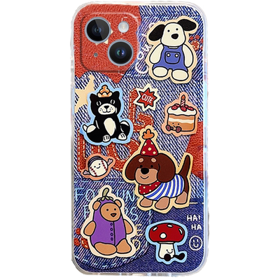 新款可爱牛仔蛋糕小熊适用苹果15手机壳iPhone14ProMax透明15Plus软硅胶的13特别12趣味mini女生11爆款高级感