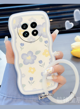 适用realme真我gt6手机壳13pro+新款12pro至尊版11蓝色gt5花朵ins风neo7波浪边gtneo5se透明q5硅胶q3腕带v11s