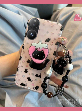 适用小米mixflip手机壳翻盖mixfold4折叠屏mixfold2新款mixfold3黑色折叠款小猫带支架的挂绳防摔高级感硅胶