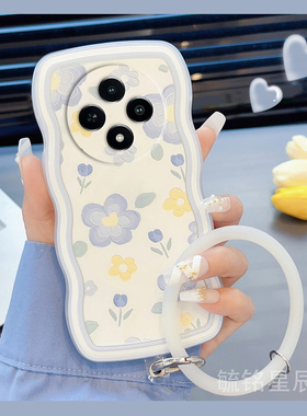 新款蓝色花朵ins风适用vivoY300Pro手机壳Y300i波浪边Y200透明Y100硅胶Y200i手腕带防摔创意郁金香p小众Y100t