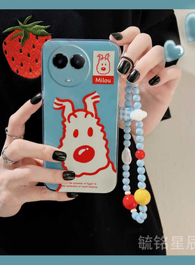 新款可爱红色小狗适用oppo/真我v50手机壳s透明V23硅胶的V13带挂绳V30小众t女V25防摔V20全包V15/v11/v5/v3/x