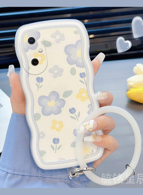 适用华为畅享60手机壳80新款10plus蓝色20se花朵ins风50pro麦芒30波浪边70x透明70m硅胶hinova12se手腕带防摔