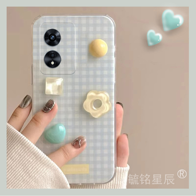 适用oppoa93手机壳a97新款a93s蓝色a96格子a95立体a92s花朵a91防摔的ins风a83全包a79超火a77高级感女a73网红