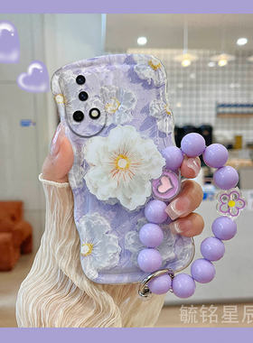 新款油画紫色花朵适用华为nova13手机壳13pro带支架的12活力版12ultra挂链11se爆款10韩系ins透明9硅胶波浪边