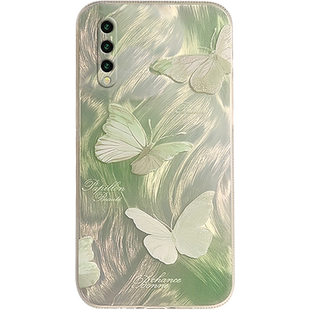 新款2024夏天绿色蝴蝶适用小米CC9手机壳美图定制版透明cc9e硅胶的Note3链条Play挂件小众高级感羽纱夏天爆款