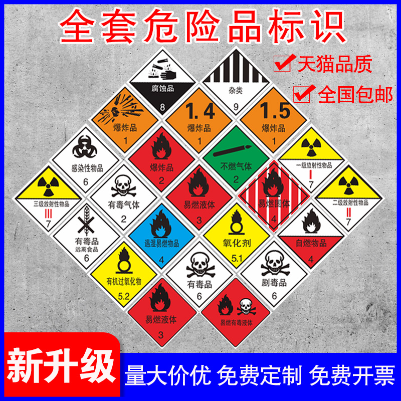 易燃易爆标识贴危险品标志牌纸化学实验室危化品安全警示牌危废有毒