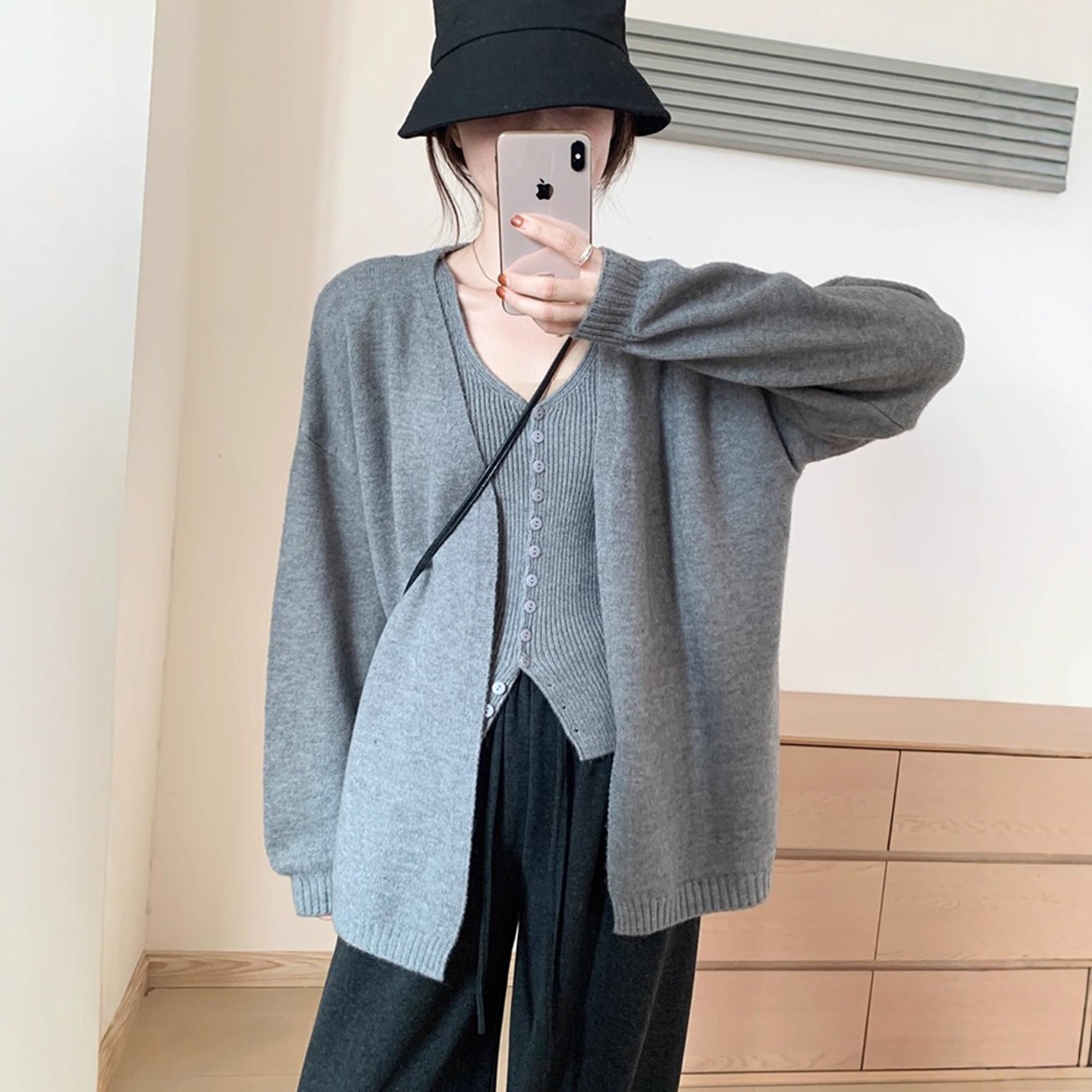 温柔风减龄时髦显瘦针织两件套女