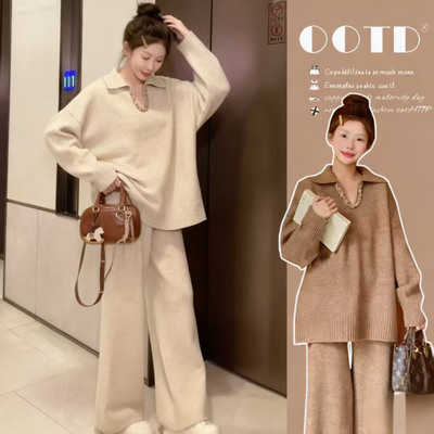 学院风松弛感保暖韩系针织两件套