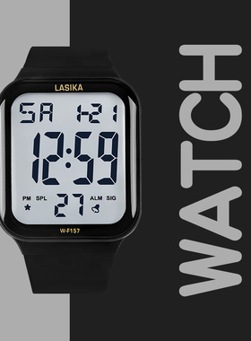 小方块手表男款初中高中学生运动防水多功能游泳儿童青少年电子表