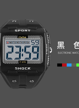 电子表老人专用大数字防水报时男士老年夜光大字黑色电子手表闹钟