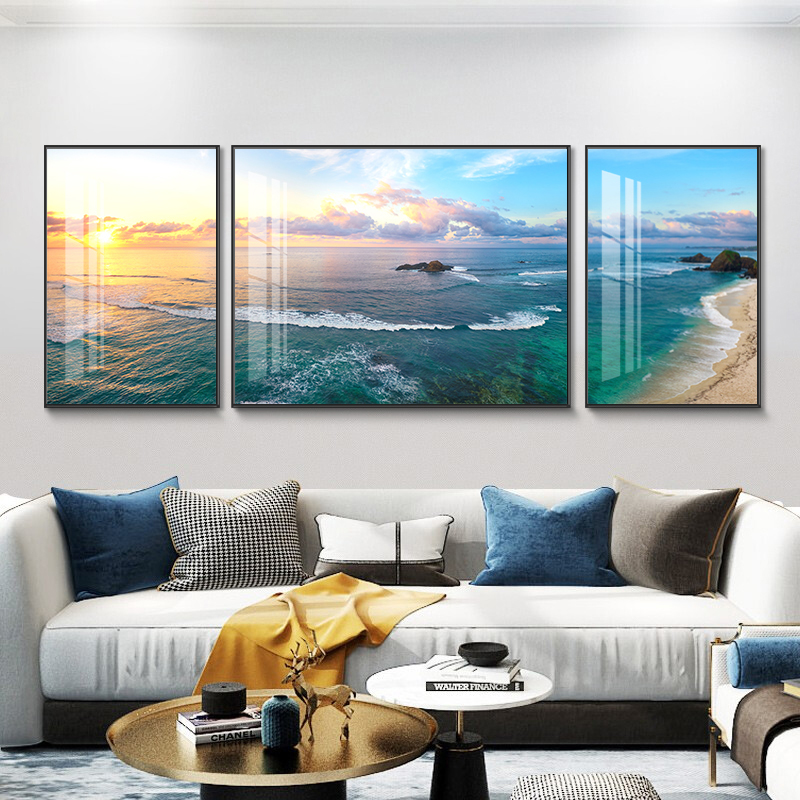 码头海景沙发背景墙挂画