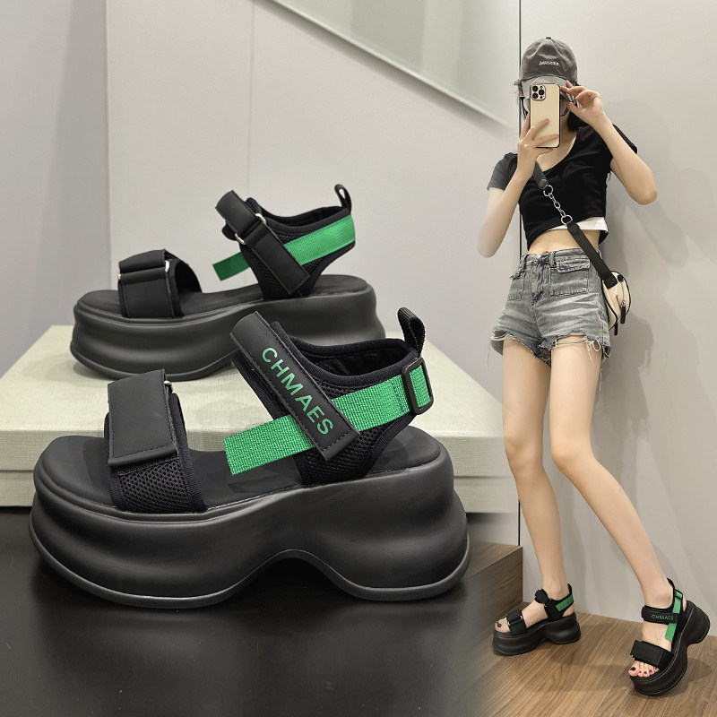 厚底松糕凉鞋女魔术贴夏季女款韩版时尚女士外穿休闲运动增高女鞋