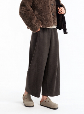 茧型分割立裁松紧腰九分裤 软糯亲肤 利落抗皱 仿毛呢休闲保暖裤