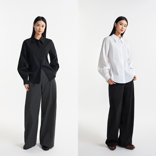 正肩衬衫 款 利落暗门襟 百搭纯色四季 垂坠有型 精梳棉立裁灯笼袖